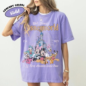 Comfort Colors® Retro Mickey And Friends Disneyworld Shirt, Disneyworld Est 1971 Shirt, Disney Family Vacation 2026 Tee, Walt Disney World Violet/Purple
