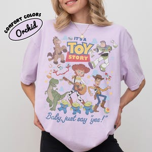 Vintage It’s A Toy Story Comfort Colors Shirt, Baby Just Say Yes Tee, Western Jessie T-Shirt, Disney Toy Story 5 Shirt, TS, Tay Story Shirt Orchid