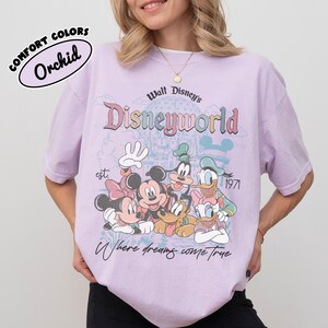 Vintage Comfort Colors Walt Disney World Est 1971-skjorta, Disney-tröja med familjesemester 2026, Disney-grupptröja, Retro Disneyworld-tröja Orchid