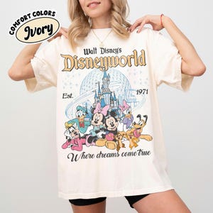 Comfort Colors® Retro Mickey And Friends Disneyworld Shirt, Disneyworld Est 1971 Shirt, Disney Family Vacation 2026 Tee, Walt Disney World Ivory/Natural/Sand