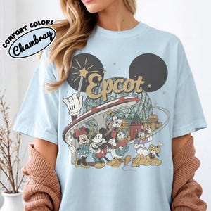 Comfort Colors Disney EPCOT Shirt 2026, Personalized EPCOT Name Tee, Disney Family Matching, Disney World Traveler Tee, Disney Trip 2026 Tee Chambray/Light Blue