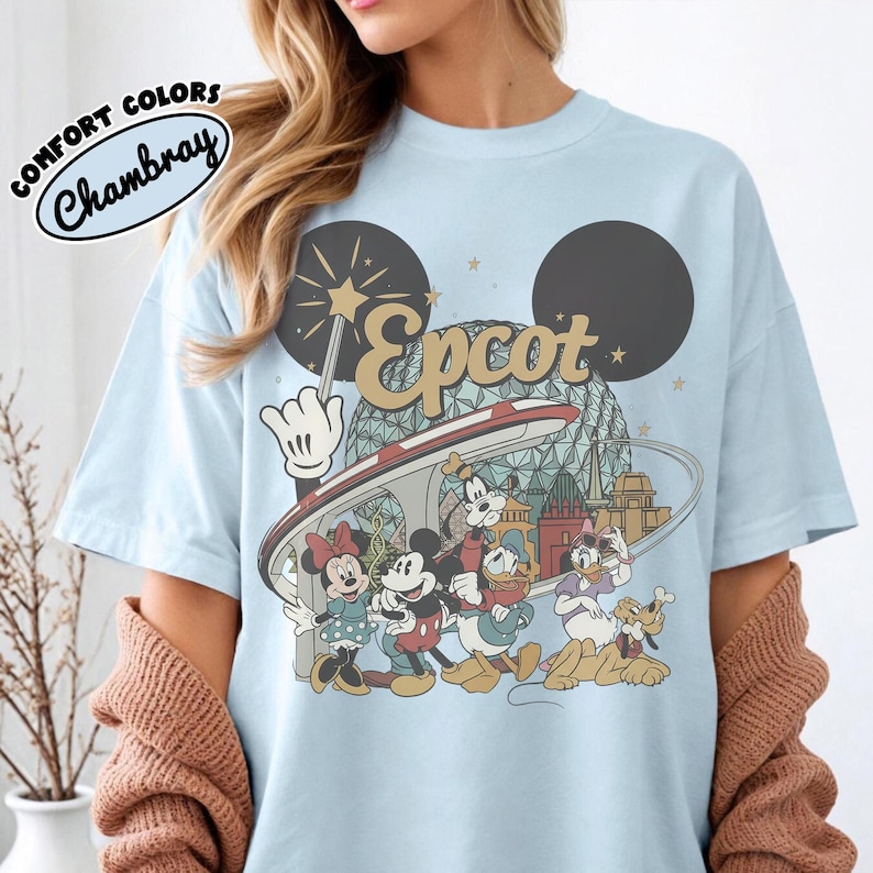 Comfort Colors Disney EPCOT Shirt 2026, Personalized EPCOT Name Tee, Disney Family Matching, Disney World Traveler Tee, Disney Trip 2026 Tee Chambray/Light Blue