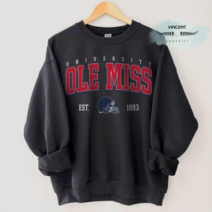 Sudadera de fútbol americano de los Ole Miss Rebels, sudadera vintage del equipo de Mississippi, camiseta de los 90 para el día del partido universitario, suéter unisex del equipo, sudadera para aficionados al deporte