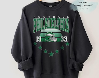 Sudadera vintage de fútbol americano de Filadelfia de los 90, colores cómodos, ideal para el día del partido, ideal para aficionados al fútbol.