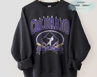 Felpa da baseball del Colorado, girocollo da baseball in stile vintage del Colorado, maglione da baseball retrò, maglietta da tifoso sportivo del Colorado