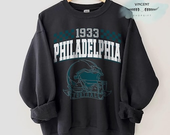 Sudadera vintage de fútbol americano de Filadelfia de los 90, colores cómodos, ideal para el día del partido, ideal para aficionados al fútbol.