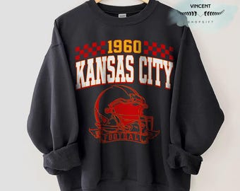 Vintage 90s Style Kansas City Football Sweatshirt, Game Day Shirt, Kansas City Team Football Shirt, Sunday Kansas City, Kansas City Football