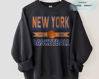 Vintage 90s New York Knicks Shirt, Crewneck New York Knicks Sweatshirt, Hoodie Retro For Women And Men Basketball Christmas