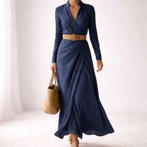high neck maxi dress with wrap waist and fluted sleeve Asos Design High Neck Maxi Dress with Wrap Waist and Fluted Sleeve in Oxblood