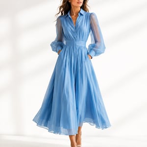 dusty blue modest dress Dusty Blue Modest Bridesmaid Dresses