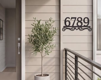 Heart Scroll Metal Address Sign, Custom Metal Powder Coated Address Sign,decorative house number display,curb appeal decor