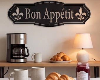 Bon Appetit Metal Sign, french countryside decor, rustic kitchen wall art,dining room nook sign,farmhouse decor