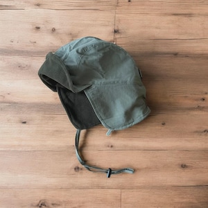 Insane Military Pilot Trapper padded hat cap in khaki green. One size.