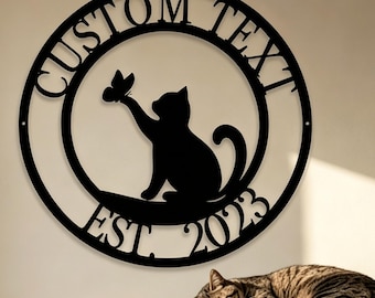 Custom Cat Memorial Metal Art Sign, Personalized Pet Remembrance Plaque, Cat Lover Gift