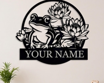 Decorazioni murali, decorazioni per la casa, arte da parete, decorazioni da giardino, insegna in metallo a forma di rana