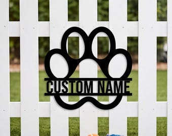 Personalisiertes Metallschild mit Pfotenabdruck, Namensschild für Haustiere, Wanddeko für Hunde, Geschenk für Hundebesitzer