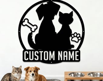 Targa in metallo personalizzata per cani e gatti, decorazione murale personalizzata con il nome dell'animale, regalo commemorativo personalizzato per animali domestici, decorazione da giardino per esterni per amanti degli animali.