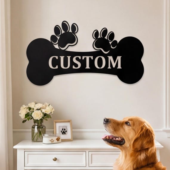 Custom Dog Name Sign, Metal Pet Wall Art, Personalized Bone Hanging Decor, Memorial Gift for Dog Lover Mom Dad