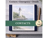 Emergency Contacts Printable | Contact List, Phone Numbers and Important Info Sheet PDF (1 Page)