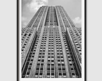 Illustration photo de l'Empire State Building : impression noir et blanc de New York (téléchargement numérique)