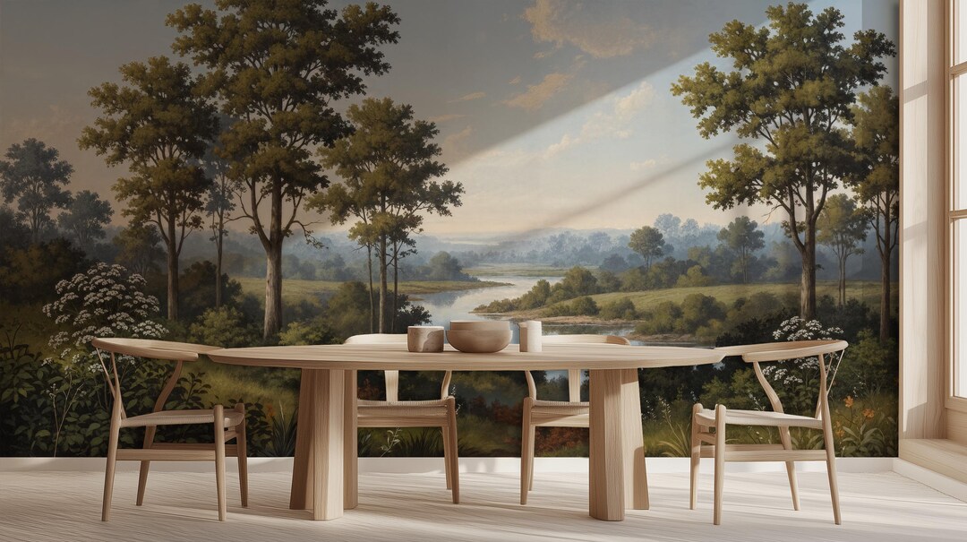 Scenic River Landscape Wall Mural, Peel and Stick Wallpaper - Etsy