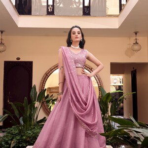 Made To Measure Light Pink Georgette Lehenga Choli for Wedding, Indian Partywear Lehenga Choli Set for Women, South Asian Fashion