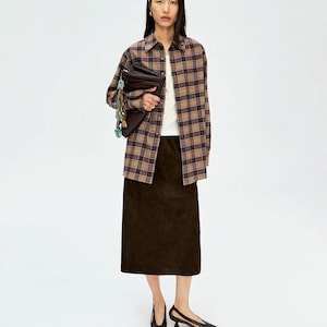 Japanese Brushed Cotton Flannel Shirt | Oversized Retro Plaid | Yarn-Dyed Fabric | Women Shirt | MRS Studios