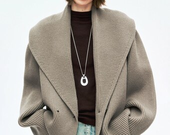 Merino Wool Chunky Cardigan | Shawl Collar | Oversized Long Knit Cardigan | MRS Studios