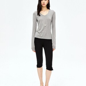 Soft-Touch V-Neck Long Sleeve T-Shirt | Second-Skin Base Layer | Close Fitted Silhouette | Women Top | MRS Studios image 7