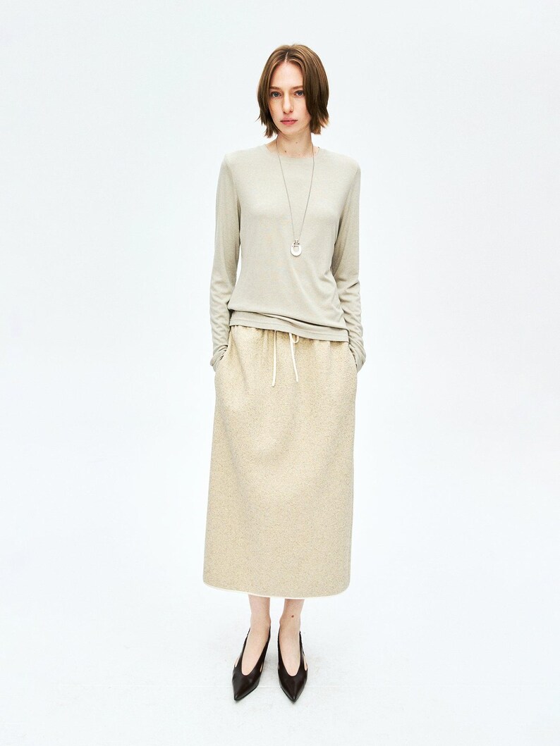 Rib Knit Long Sleeve Top | Crew Neck Base Layer | Soft Second-Skin T-Shirt | Women Top | MRS Studios image 3