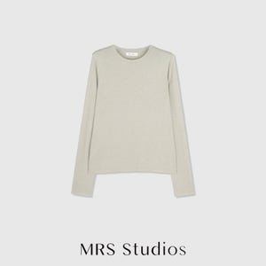 Rib Knit Long Sleeve Top | Crew Neck Base Layer | Soft Second-Skin T-Shirt | Women Top | MRS Studios Light Green
