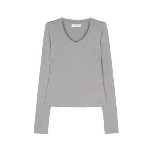Soft-Touch V-Neck Long Sleeve T-Shirt | Second-Skin Base Layer | Close Fitted Silhouette | Women Top | MRS Studios image 2