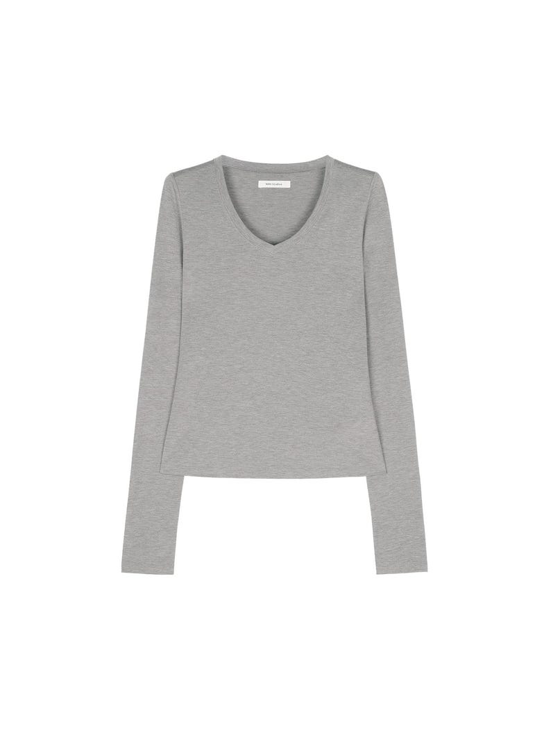 Soft-Touch V-Neck Long Sleeve T-Shirt | Second-Skin Base Layer | Close Fitted Silhouette | Women Top | MRS Studios image 2