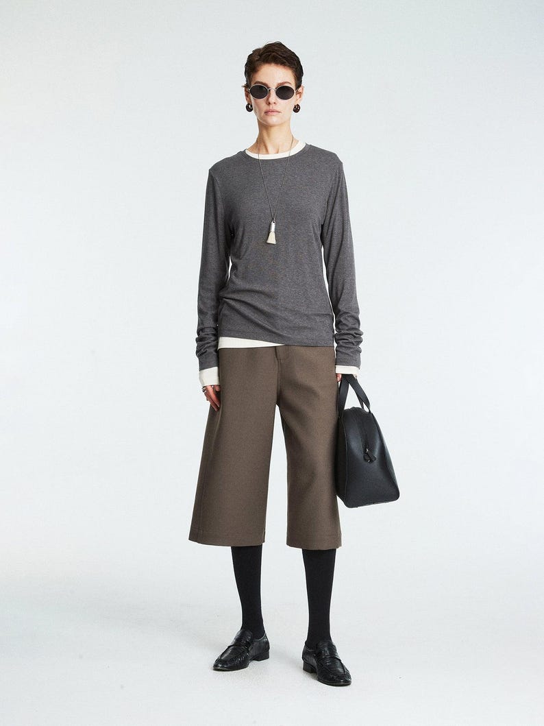 Rib Knit Long Sleeve Top | Crew Neck Base Layer | Soft Second-Skin T-Shirt | Women Top | MRS Studios image 6
