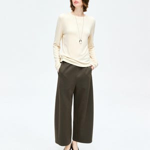 Rib Knit Long Sleeve Top | Crew Neck Base Layer | Soft Second-Skin T-Shirt | Women Top | MRS Studios image 2