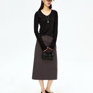 Soft-Touch V-Neck Long Sleeve T-Shirt | Second-Skin Base Layer | Close Fitted Silhouette | Women Top | MRS Studios image 5