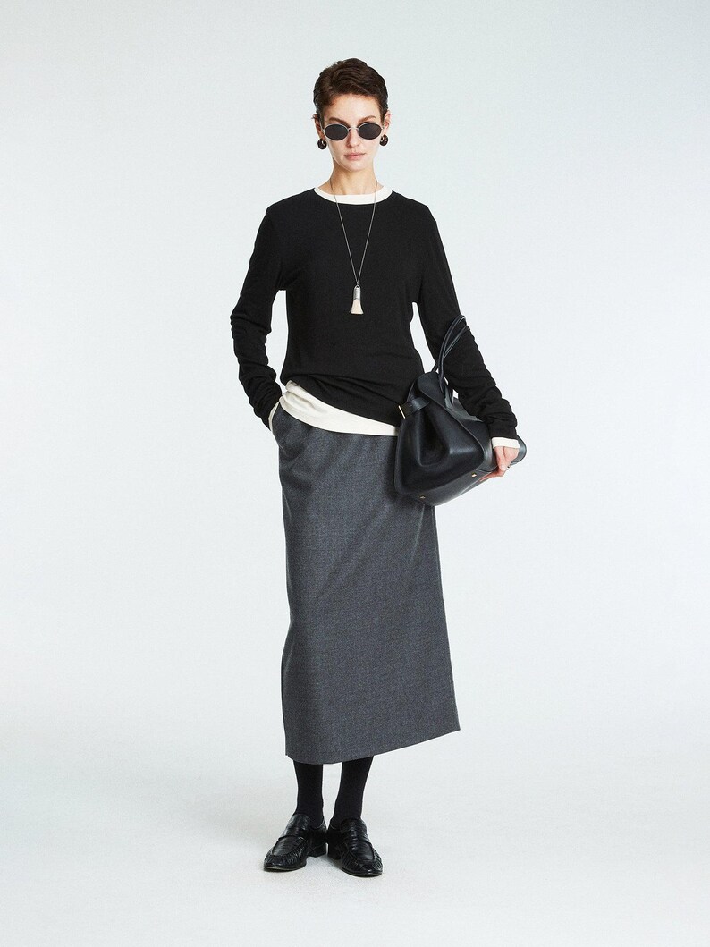 Rib Knit Long Sleeve Top | Crew Neck Base Layer | Soft Second-Skin T-Shirt | Women Top | MRS Studios image 5