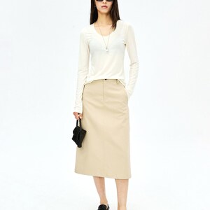Soft-Touch V-Neck Long Sleeve T-Shirt | Second-Skin Base Layer | Close Fitted Silhouette | Women Top | MRS Studios image 3