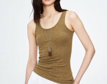 Lyocell Maulbeerseide Tank Top | Mehrfarbige Schichtung Essential | Ärmelloses Funktionsshirt | Frauen Top | Frau Studios