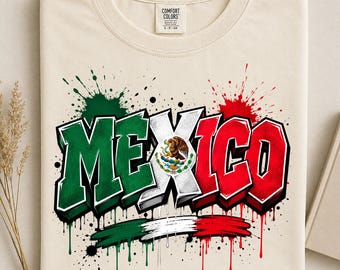 Mexico Graffiti Flag Design Tshirt, Latin Pride Green Red Splash Art, Cinco De Mayo Patriotic Clipart, Mexican Sublimation PNG