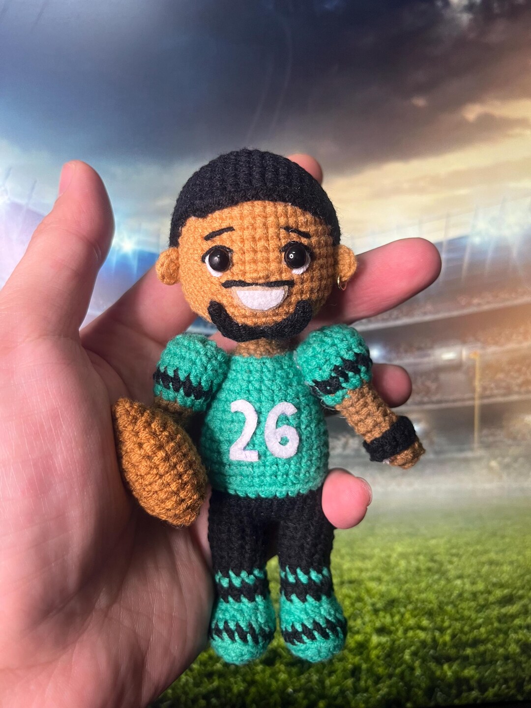 Handmade Football Player Crochet Doll – Green Jersey #26 – Amigurumi ...