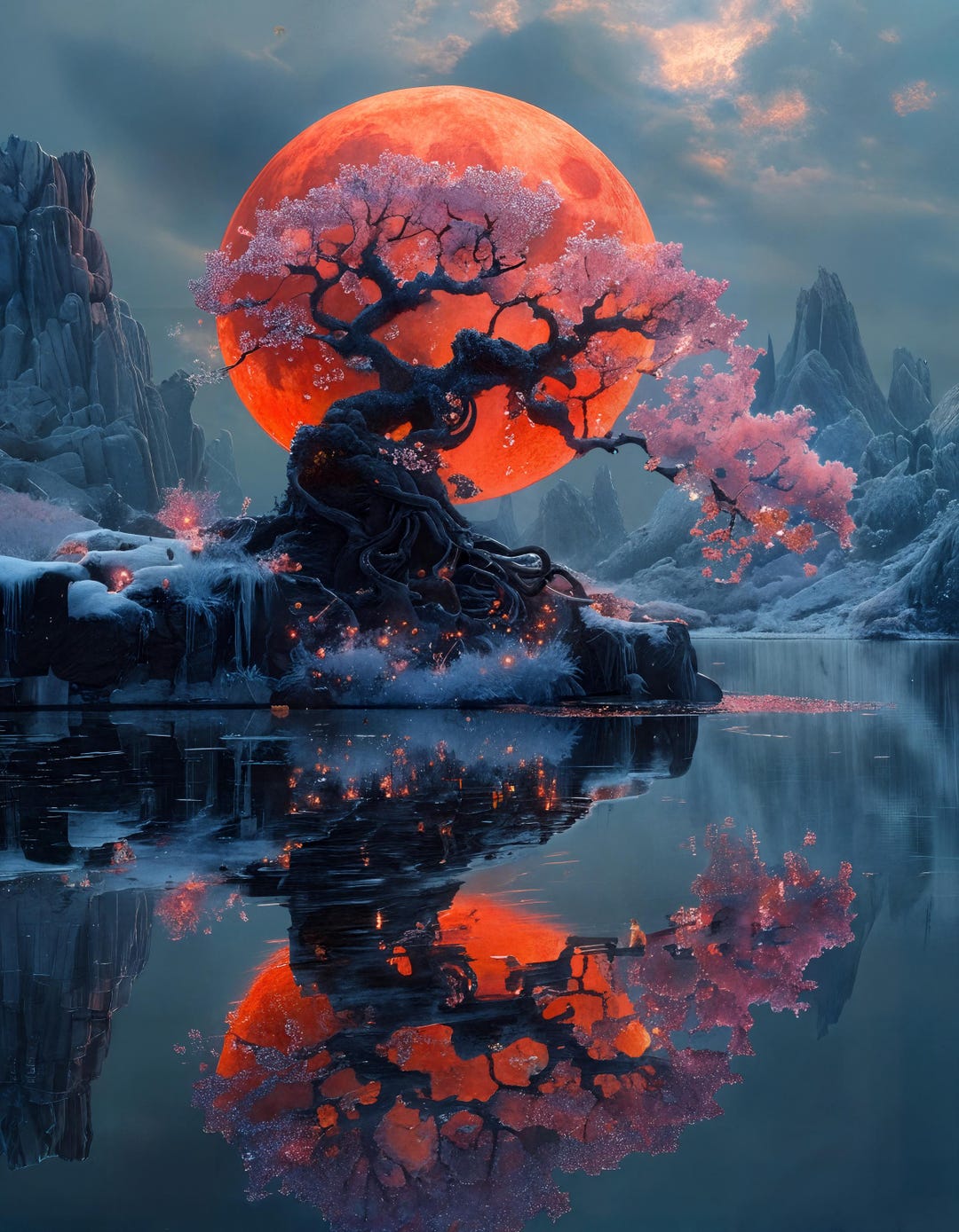 Sakura Tree Digital Art: Japanese Cherry Blossom Print (digital ...
