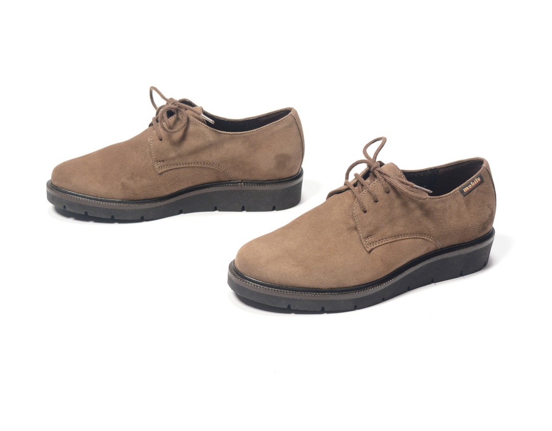 Vintage 90s Mephisto Mobils Shoes Brown Suede Creeper Walking Shoe