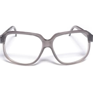 vintage eyewear 70s 1970 clear gray grey glasses eyeglasses oversize square plastic frames