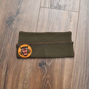 vintage 40s garrison cap WWII World War 2 Tank Destroyer Forces patch Seek Strike Destroy