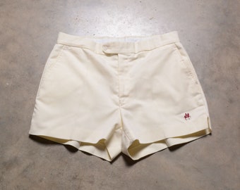 vintage 70s 80s tennis trunks pale yellow athletic shorts tennis gym sport M medium 33 waist