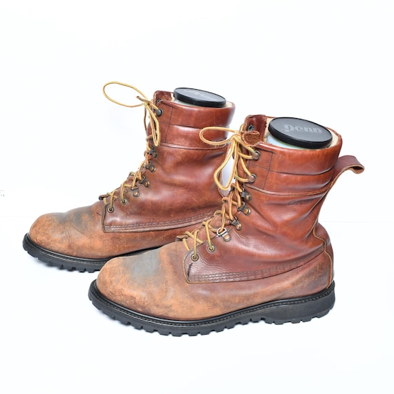 vintage 70s Cabela's work boots distressed brown … - image 2