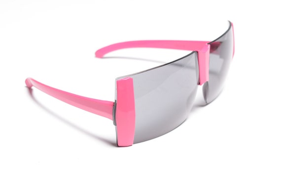 vintage 60s 70s black pink plastic sunglasses mod… - image 5