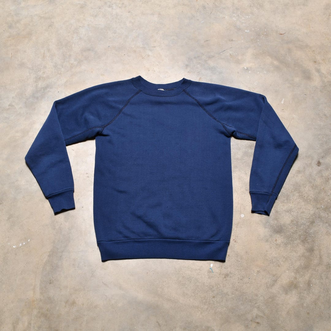 BIKE Plain Blank Sweatshirt, Made in USA, Men's XL cotton navy blue type Vintage Second Hand