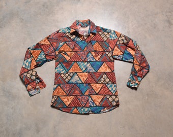 vintage 80s 90s Roper Western shirt multi-color geometric Southwestern vtg women size S small